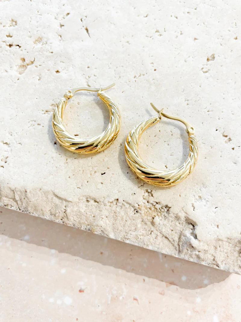 Spiral Swirl Hoops 18K Gold Plated