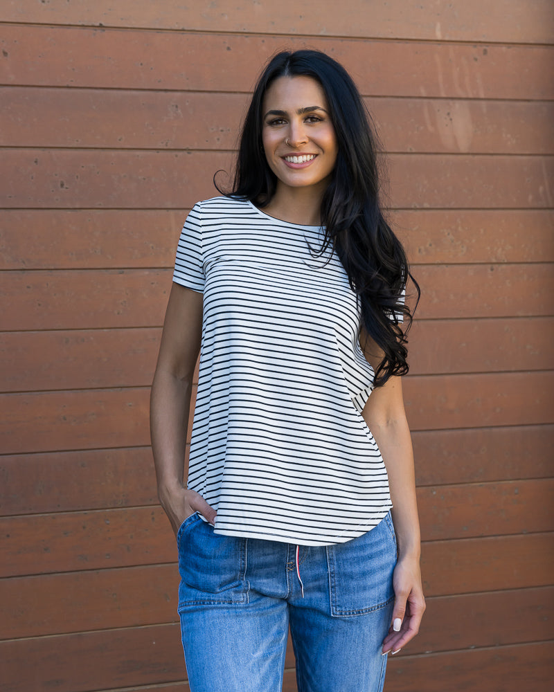 Striped Basic Tee Black/White