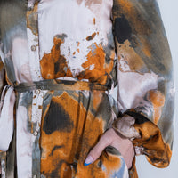 Tamsyn Satin Shirt Dress Multi Rust - ONLINE ONLY