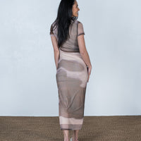 Tie Dye Mesh Maxi Dress Tan Multi