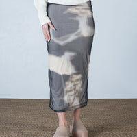 Tie Dye Mesh Maxi Skirt Black/Yellow