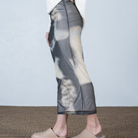 Tie Dye Mesh Maxi Skirt Black/Yellow