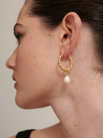 Twist Pearl Drop 18K Gold Plated Earrings