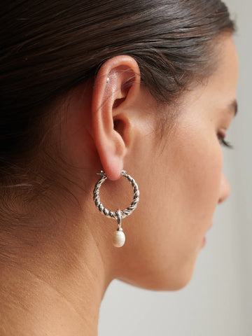 Twist Pearl Drop Silver Plated Earrings