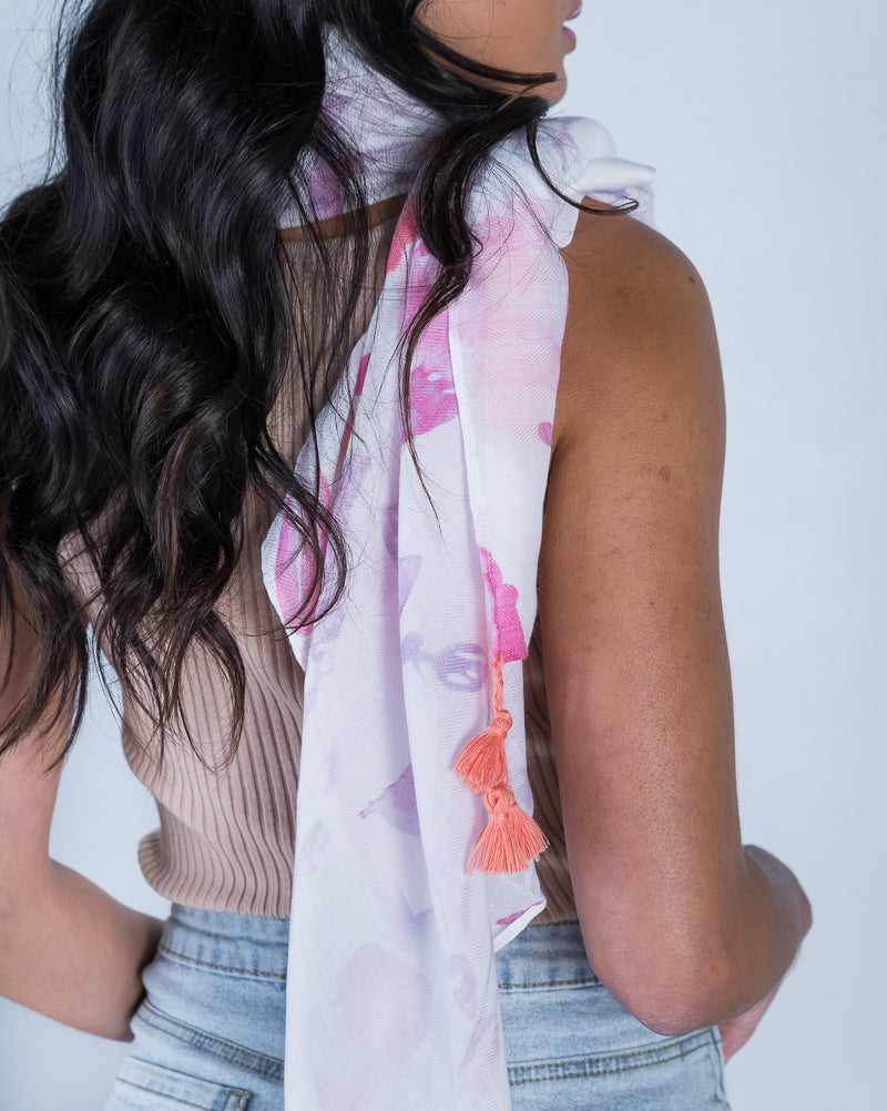 Watercolour Floral Scarf Pink Multi