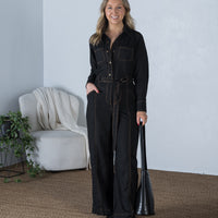 Willow Contrast Stitch Jumpsuit Black