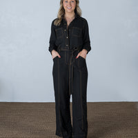 Willow Contrast Stitch Jumpsuit Black