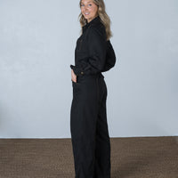 Willow Contrast Stitch Jumpsuit Black