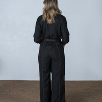 Willow Contrast Stitch Jumpsuit Black