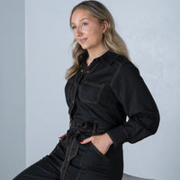 Willow Contrast Stitch Jumpsuit Black