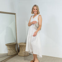 Alina Midi Dress Natural Check - ONLINE ONLY