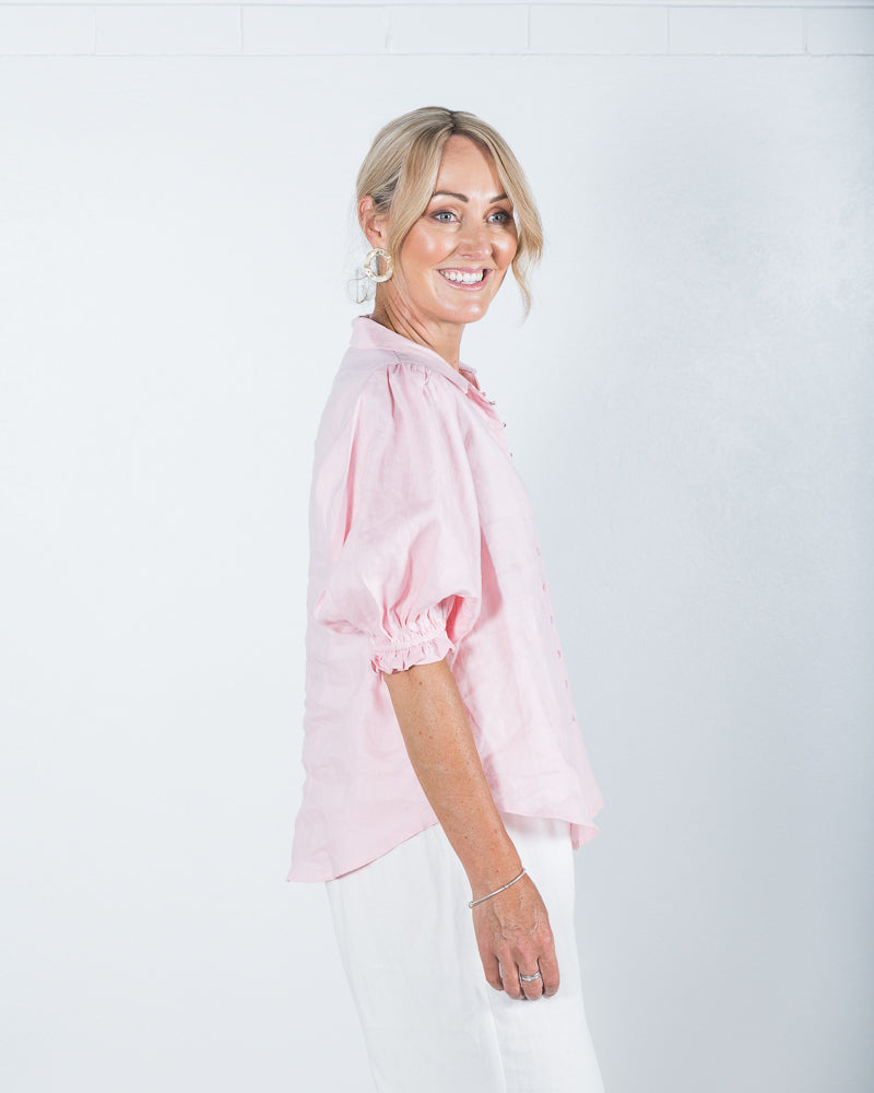 Angie Puff Sleeve Shirt Pink - ONLINE ONLY