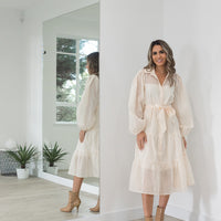 Arora Mesh Detail Dress Cream - ONLINE ONLY