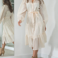 Arora Mesh Detail Dress Cream - ONLINE ONLY