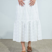 Asher Shirred Skirt White - ONLINE ONLY