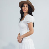 Asher Shirred Top White - ONLINE ONLY