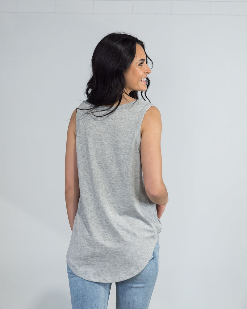 Jovie The Label Ava Singlet in Grey Marle available at Mojo On Main
