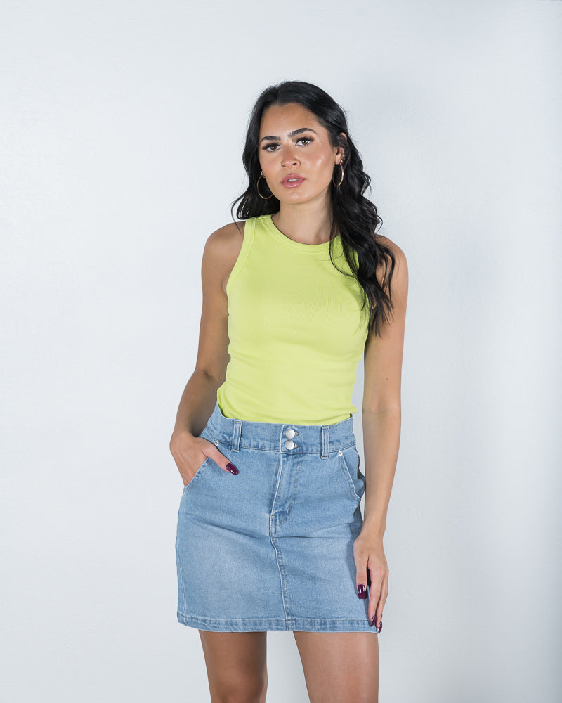 Basic Ribbed Tank Lime - ONLINE ONLY