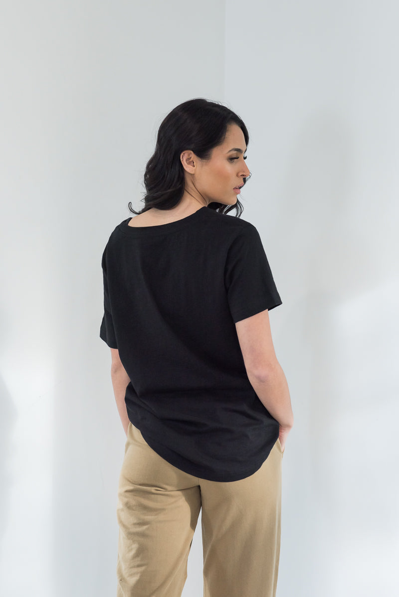 Basic Tee Off in Black available at Mojo on Main now!