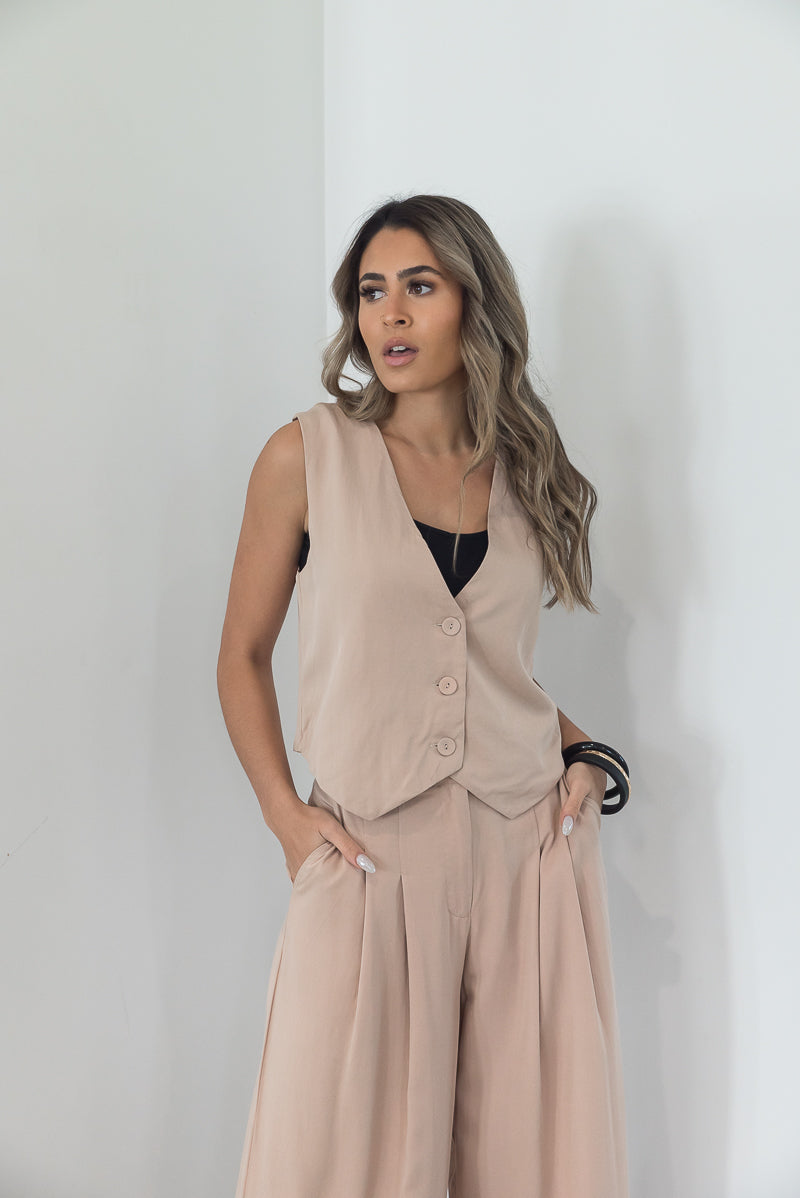 Bianca Waistcoat Taupe - ONLINE ONLY