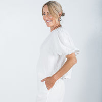 Claudia Linen Top White - ONLINE ONLY