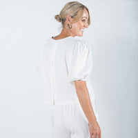 Claudia Linen Top White - ONLINE ONLY
