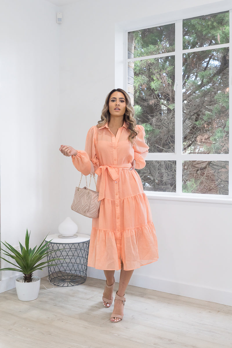 Claudia Tiered Dress Light Orange - ONLINE ONLY