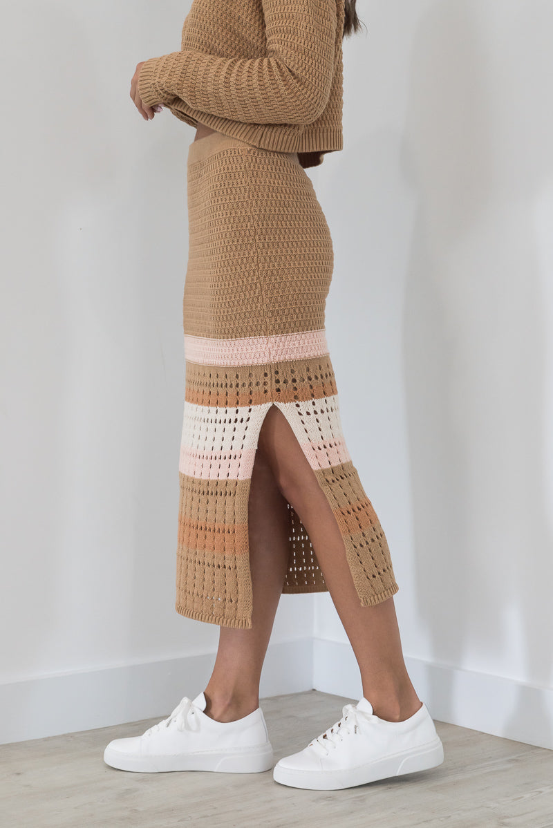 Cynthia Knit Skirt Latte - ONLINE ONLY