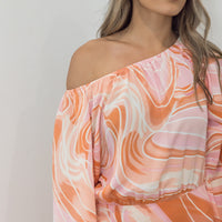 Eliza On/Off Shoulder Midi Dress Multi - Online Only