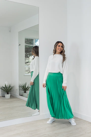 Elouise Pleat Skirt Bright Green - ONLINE ONLY
