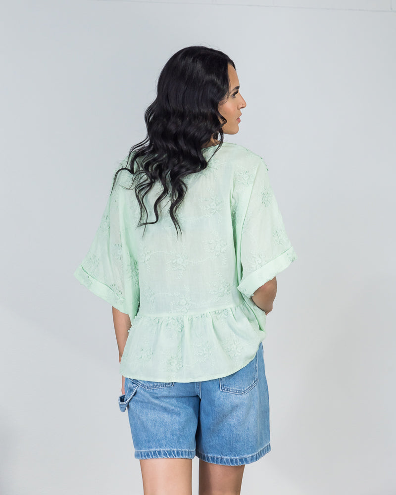 Tiana Broderie Top Mint - ONLINE ONLY