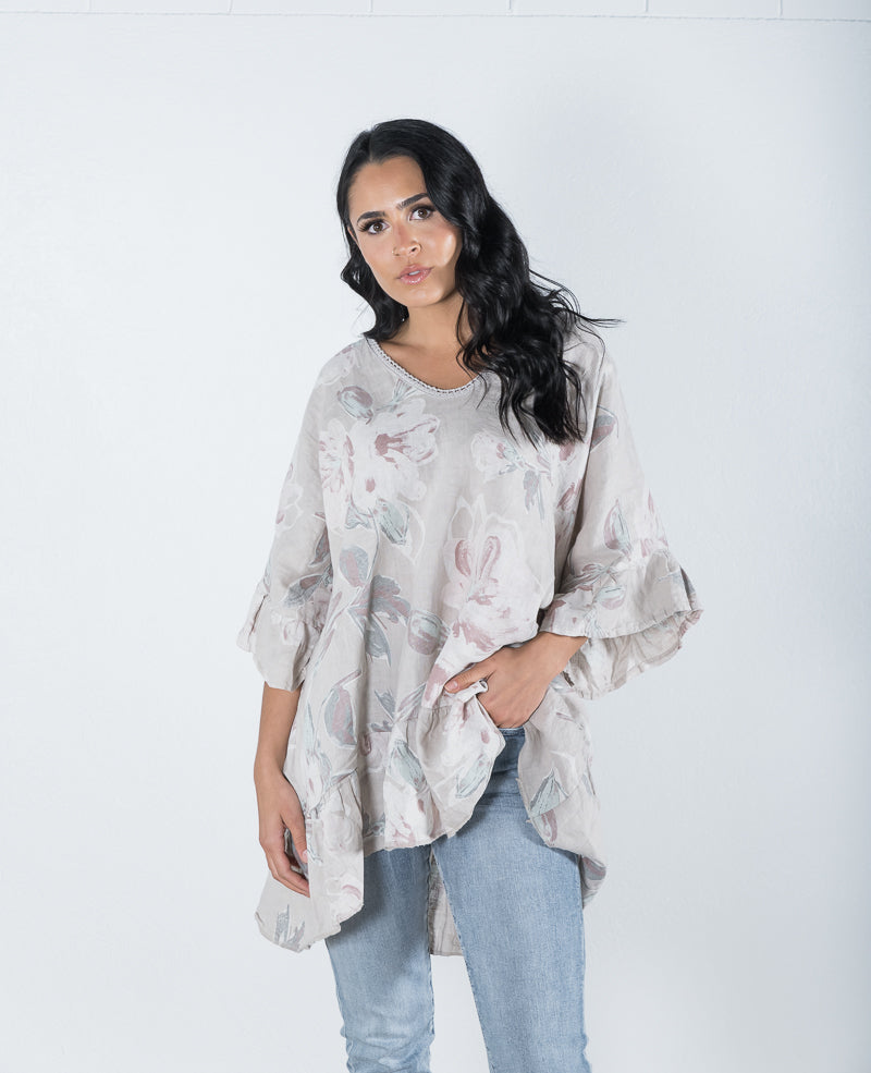 Irene Vintage Floral Top Nude Multi - ONLINE ONLY