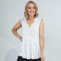 Iris Lace Trim Top White - ONLINE ONLY