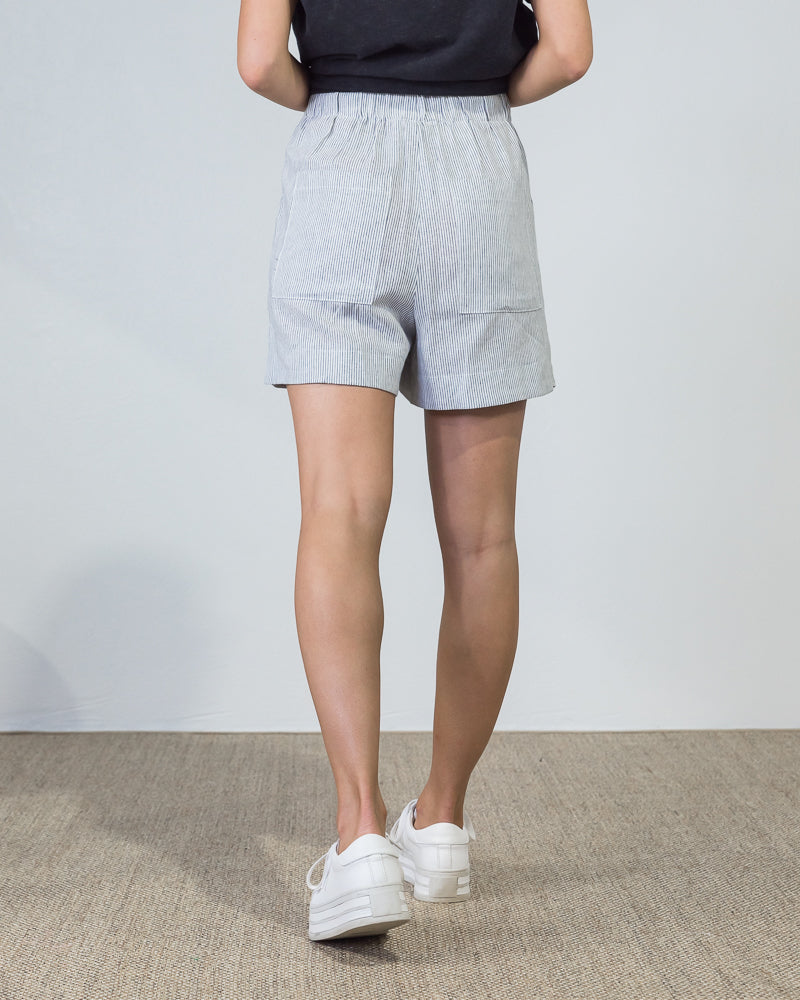Lauren Linen Shorts Black Stripe - ONLINE ONLY