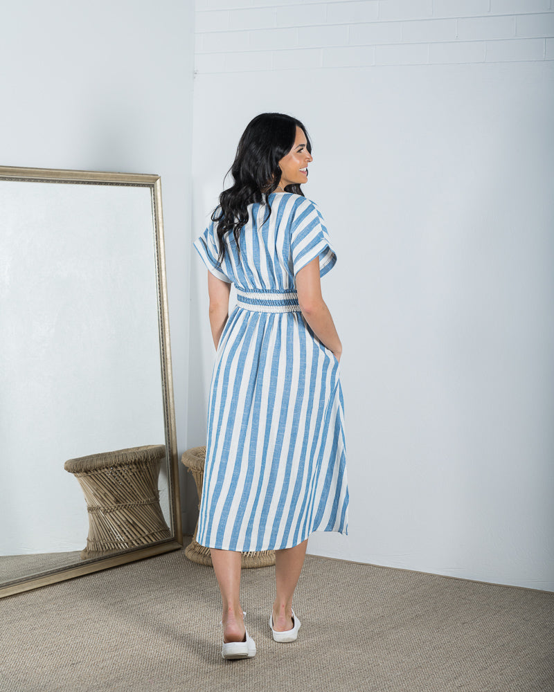 Lisa Maree Linen Dress Seaside Stripe - ONLINE ONLY