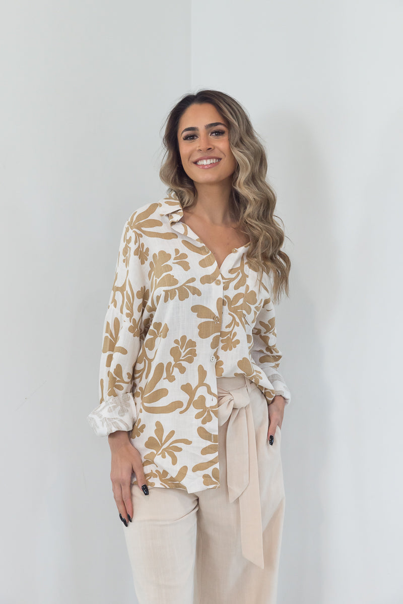 Livy Shirt Camel Print - ONLINE ONLY