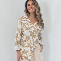 Livy Shirt Camel Print - ONLINE ONLY