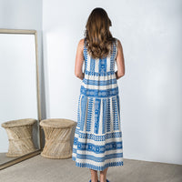 Lura Maxi Dress Blue/Cream - ONLINE ONLY