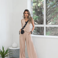 Neive Wide Leg Pant Taupe - ONLINE ONLY