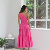One Shoulder Midi Dress Pink - ONLINE ONLY