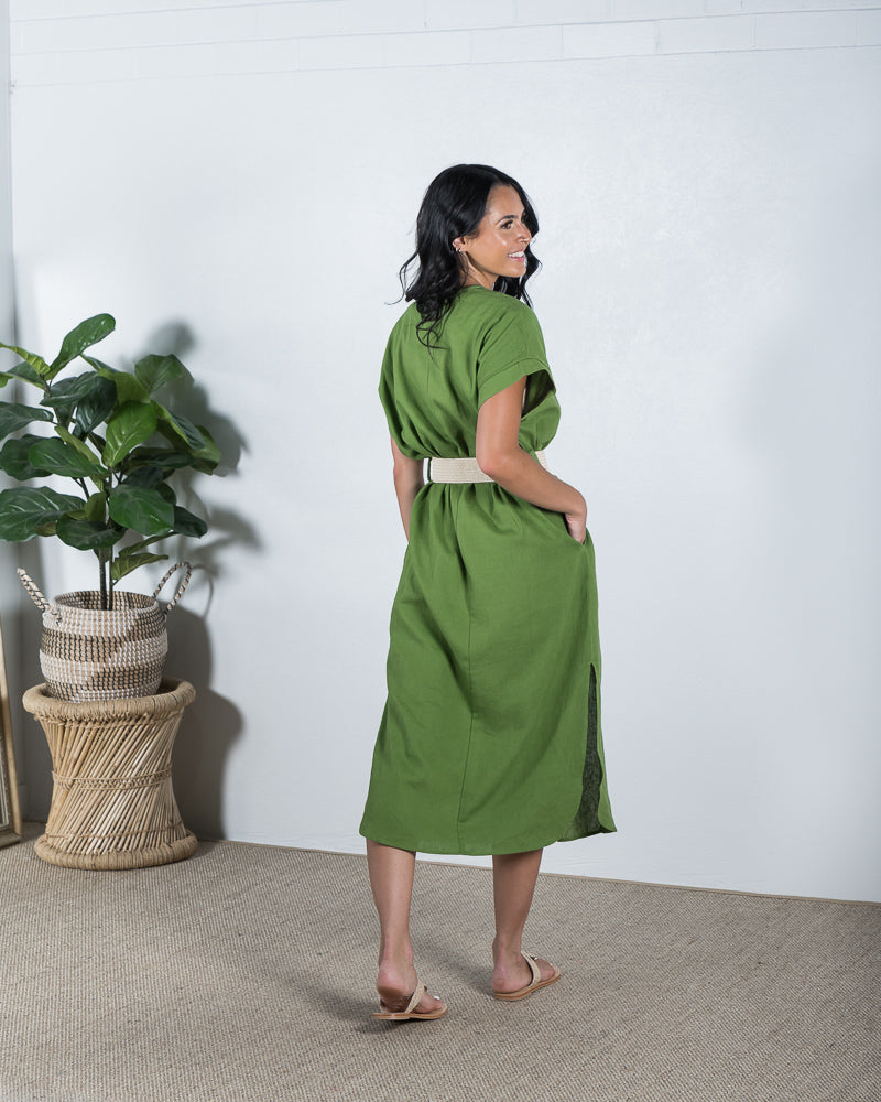 Roma Linen Dress Lemongrass - ONLINE ONLY