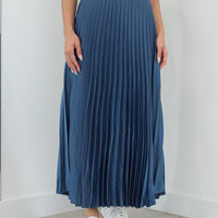 Satin Pleat Skirt Blue - ONLINE ONLY