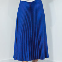 Satin Pleat Skirt Cobalt - ONLINE ONLY