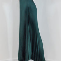 Satin Pleat Skirt Green - ONLINE ONLY