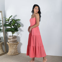 Shoestring Tiered Midi Dress Coral - ONLINE ONLY