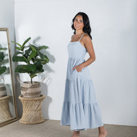 Shoestring Tiered Midi Dress Pale Blue - ONLINE ONLY