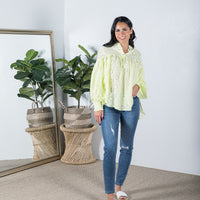 Stacey Broderie Top Lime