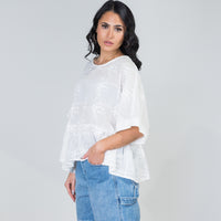 Tiana Broderie Top White - ONLINE ONLY