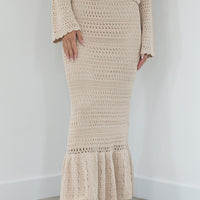 Tiffany Knit Skirt Beige - ONLINE ONLY