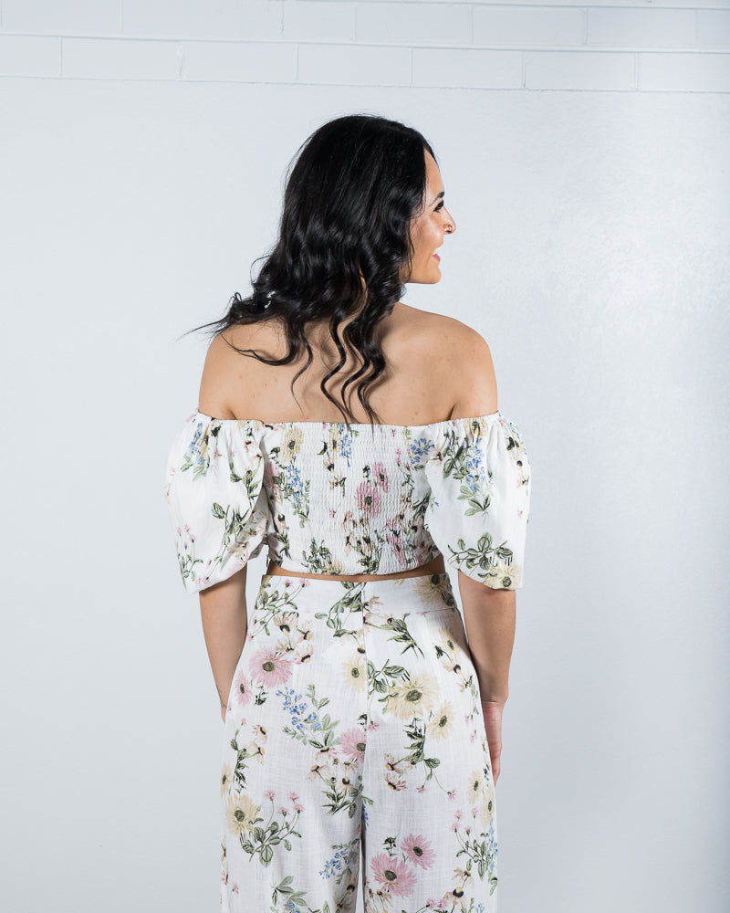Verena Puff Sleeve Top White Floral - ONLINE ONLY